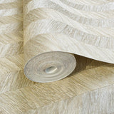 M23054 Modern Herringbone golden nude ivory yellow brass faux wood textured wallpaper