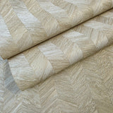 M23054 Modern Herringbone golden nude ivory yellow brass faux wood textured wallpaper