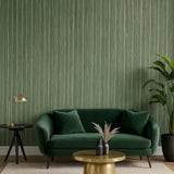 M23057 Industrial golden olive hunter green plain stria lines textured modern Wallpaper