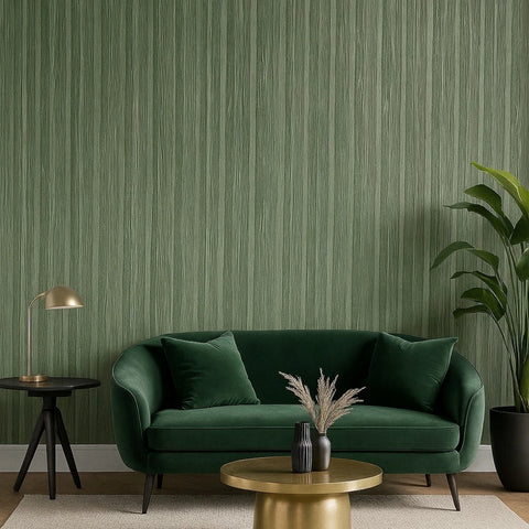 M23057 Industrial golden olive hunter green plain stria lines textured modern Wallpaper