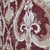 M31913 Burgundy red Ivory gold metallic plaster textured Victorian damask Wallpaper 3D