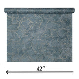 M31941 Dark deep Teal green blue gold metallic faux cracked plaster textured Wallpaper
