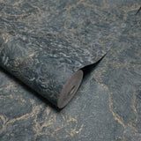 M31941 Dark deep Teal green blue gold metallic faux cracked plaster textured Wallpaper
