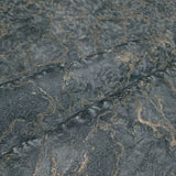 M31941 Dark deep Teal green blue gold metallic faux cracked plaster textured Wallpaper
