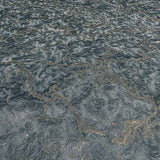 M31941 Dark deep Teal green blue gold metallic faux cracked plaster textured Wallpaper
