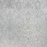 M34925 Ivory gold metallic faux plaster textured Victorian floral damask Wallpaper roll
