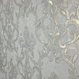 M34925 Ivory gold metallic faux plaster textured Victorian floral damask Wallpaper roll
