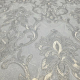 M34925 Ivory gold metallic faux plaster textured Victorian floral damask Wallpaper roll
