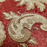 M50507 Shimmer Red gold faux silk fabric Asian paisley floral damask textured Wallpaper