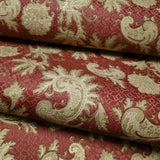 M50507 Shimmer Red gold faux silk fabric Asian paisley floral damask textured Wallpaper