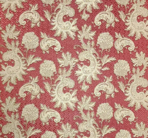 M50507 Shimmer Red gold faux silk fabric Asian paisley floral damask textured Wallpaper