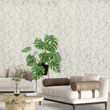 M50509 Pearl beige cream Brass faux fabric textured damask Victorian diamonds Wallpaper
