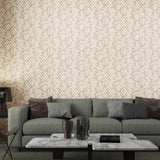 M50509 Pearl beige cream Brass faux fabric textured damask Victorian diamonds Wallpaper
