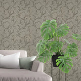 M50518 Brass bronze metallic faux fabric textured damask Victorian diamonds Wallpaper