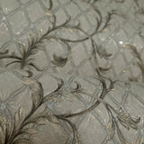 M50518 Brass bronze metallic faux fabric textured damask Victorian diamonds Wallpaper