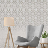 M50521 Tan taupe shimmer Victorian damask glitter faux silk fabric textured Wallpaper