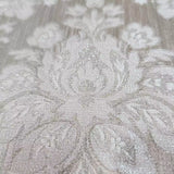 M50521 Tan taupe shimmer Victorian damask glitter faux silk fabric textured Wallpaper