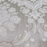 M50521 Tan taupe shimmer Victorian damask glitter faux silk fabric textured Wallpaper