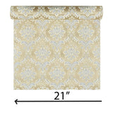 M50531 Gray silver gold metallic Victorian damask faux silk fabric textured Wallpaper