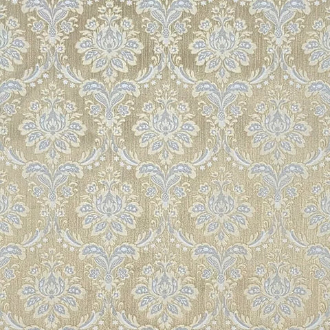 M50531 Gray silver gold metallic Victorian damask faux silk fabric textured Wallpaper