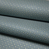 M50533 Embossed blue gray gold faux fabric textured diamond monogram modern Wallpaper
