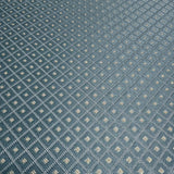 M50533 Embossed blue gray gold faux fabric textured diamond monogram modern Wallpaper
