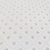 M50538 Embossed ivory beige gold faux fabric textured diamond monogram modern Wallpaper
