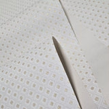 M50538 Embossed ivory beige gold faux fabric textured diamond monogram modern Wallpaper
