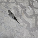 M69922 Beige cream tan silver trellis lines faux liquid art marble textured Wallpaper