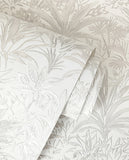 M95677 Meilani White Silver Palm Landscape Wallpaper