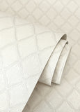M95680 Santina White Silver Trellis Wallpaper