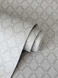 M95681 Santina Natural Grey Trellis Wallpaper 