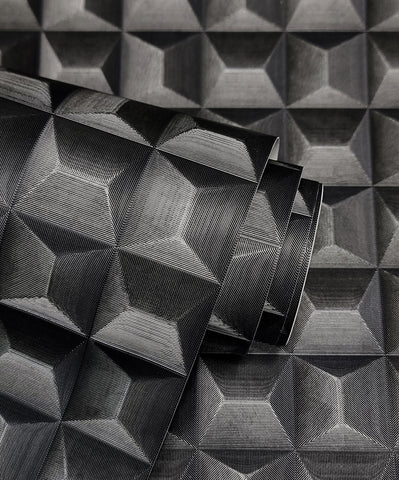 M95682 Romero Black 3D Geometric Wallpaper