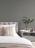 MA34916 Highland Tweed Charcoal Faux Fabric Wallpaper