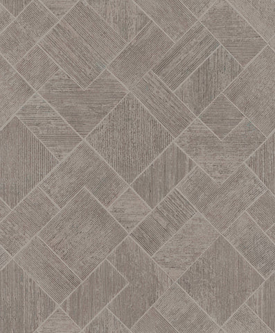  MA35511 Marquetry Taupe Tile Wallpaper