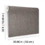 MA35534 Sculpted Floral Copper Relief Wallpaper