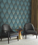 MA35806 Starfall Teal Metallic Ikat Wallpaper