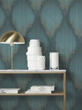 MA35806 Starfall Teal Metallic Ikat Wallpaper