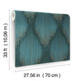 MA35806 Starfall Teal Metallic Ikat Wallpaper