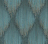 MA35806 Starfall Teal Metallic Ikat Wallpaper