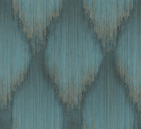 MA35806 Starfall Teal Metallic Ikat Wallpaper