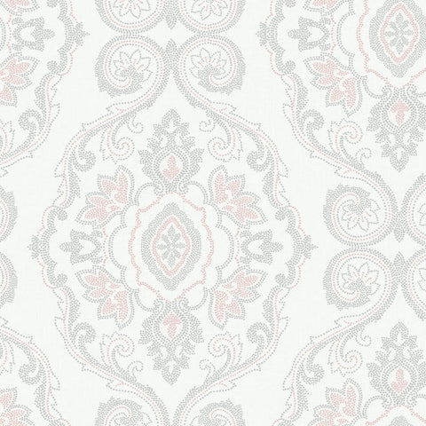 MB30301 Nautical Damask Pink Sunset Wallpaper