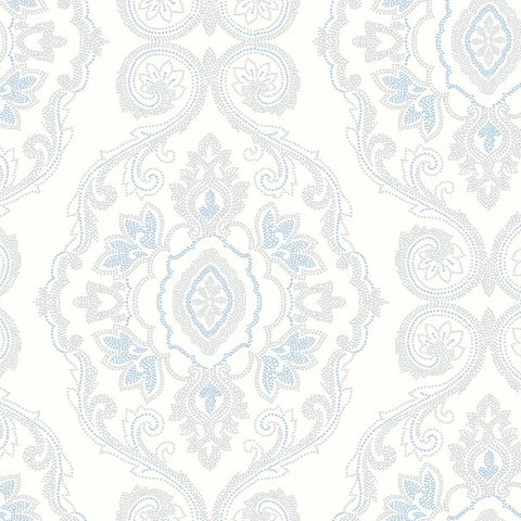 MB30302 Nautical Damask Blue Oasis Wallpaper