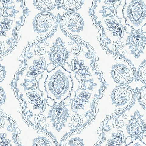 MB30312 Nautical Damask Coastal Blue Wallpaper