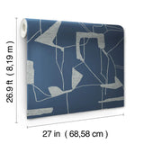 MD7112 Abstract Geo Navy Silver Wallpaper