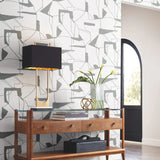 MD7114 Abstract Geo White Silver Wallpaper