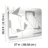 MD7114 Abstract Geo White Silver Wallpaper