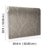MD7121 Trees Silhouette Mocha Silver Wallpaper
