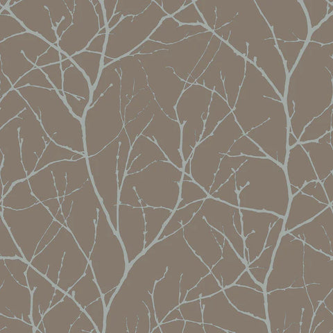 MD7121 Trees Silhouette Mocha Silver Wallpaper