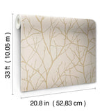 MD7122 Trees Silhouette Beige Gold Wallpaper